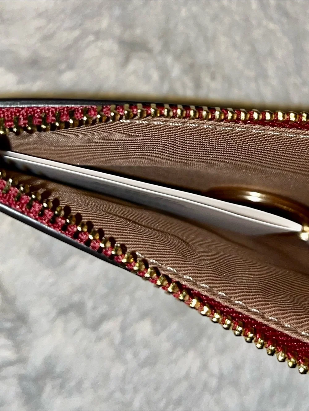 Coach Mini Skinny ID Case in Signature Canvas cherry print